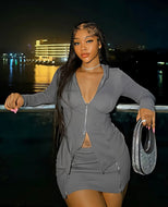 Slim Zip Up Skirt Set